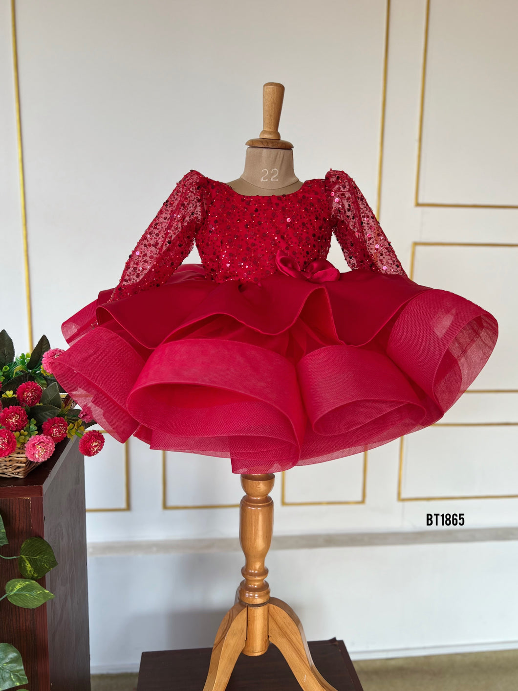 BT1865 Ruby Rhapsody: Red Sequin Enchantment Gown