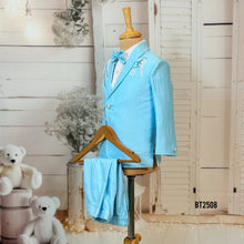 Load image into Gallery viewer, BT2508 Sky Blue Embroidered Baby Boy Blazer with Bow Tie
