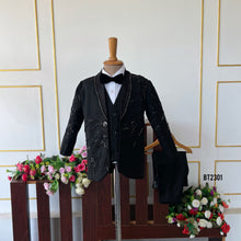 Load image into Gallery viewer, BT2301 🖤 Little Gentleman’s Starry Black Tux – Shine Like a Star! ✨🎩
