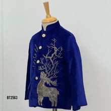Load image into Gallery viewer, BT2563 Royal Blue Velvet Reindeer Sherwani
