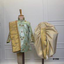 Load image into Gallery viewer, BT2566 Pastel Mint Sherwani with Dhoti &amp; Dupatta Set

