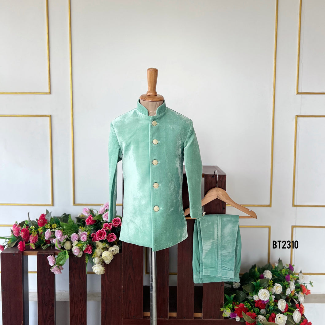BT2310 🌿 Regal Mint Sherwani – A Royal Look for Your Little Prince! 👑✨