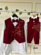 Load image into Gallery viewer, BT2076 🎩 Dapper Duo: Father-Son Velvet Vest Combo ✨
