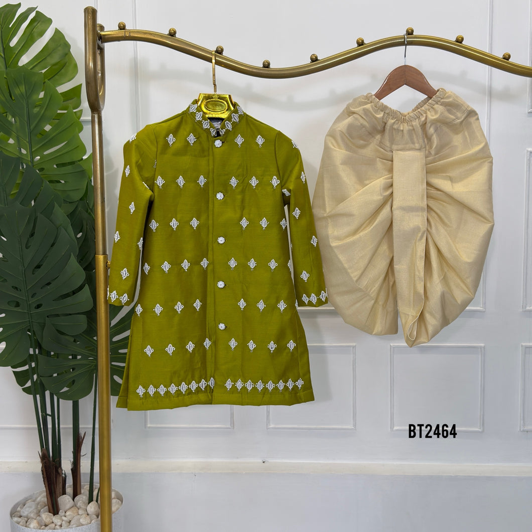 💚 BT2464 Olive Majesty Dad Kurta with Dhoti Pants