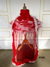 Load image into Gallery viewer, BT2001 🎀 Red &amp; White Twirl Princess Dress – Perfect for Little Stars 🌟👧
