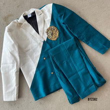 Load image into Gallery viewer, BT2382 Regal Father-Son Blazer Duo in Teal &amp; Ivory with Royal Crest Embroidery
