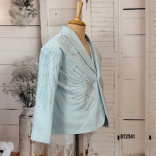 Load image into Gallery viewer, BT2541 Ice Blue Velvet Embroidered Party Blazer for Kids
