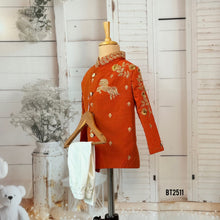 Load image into Gallery viewer, BT2511 Royal Rust Orange Embroidered Baby Boy Sherwani for Birthday &amp; Festive Wear
