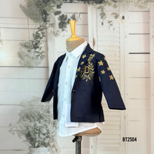 Load image into Gallery viewer, BT2504 Black Embroidered Baby Boy Blazer | Royal Star-Themed Outfit
