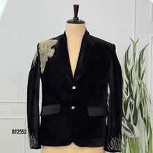 Load image into Gallery viewer, BT2552 Luxury Black Velvet Embellished Blazer for Men Wedding &amp; Party Wear
