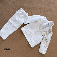 Load image into Gallery viewer, BT2449 Designer Baby Boy White Blazer Set with Red Bow and Hand Embroidery
