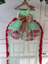 Load image into Gallery viewer, BT1626 Butterfly Theme Long Tail Birthday Party Wear Frock For Baby Girls
