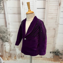Load image into Gallery viewer, BT2638 Royal Purple Handwork Blazer for Baby Boy | Luxury Birthday &amp; Wedding Party Wear

