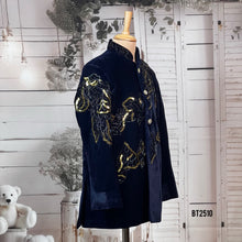Load image into Gallery viewer, BT2510 Royal Navy Blue Velvet Father Son Sherwani Combo
