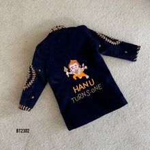 Load image into Gallery viewer, BT2302 🦸‍♂️ Divine Baby Hanuman Birthday Sherwani – Celebrate Your Little Hero’s Big Day! 🎉✨
