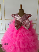 Load image into Gallery viewer, BT1772 Sparkling Pink Flutter Dress - A Fairy-Tale Gown for Your Little Star
