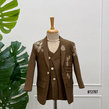 Load image into Gallery viewer, BT2707 Royal Mocha Designer 3-Piece Suit for Boys
