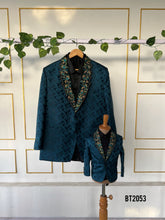 Load image into Gallery viewer, BT2053 Elegant Emerald Dad &amp; Junior Suit Set ✨🌿
