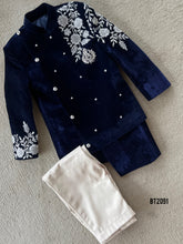 Load image into Gallery viewer, BT2091 🌌 Midnight Majesty: Elegant Navy  Party Wear Ensemble for Little Princes 🌌
