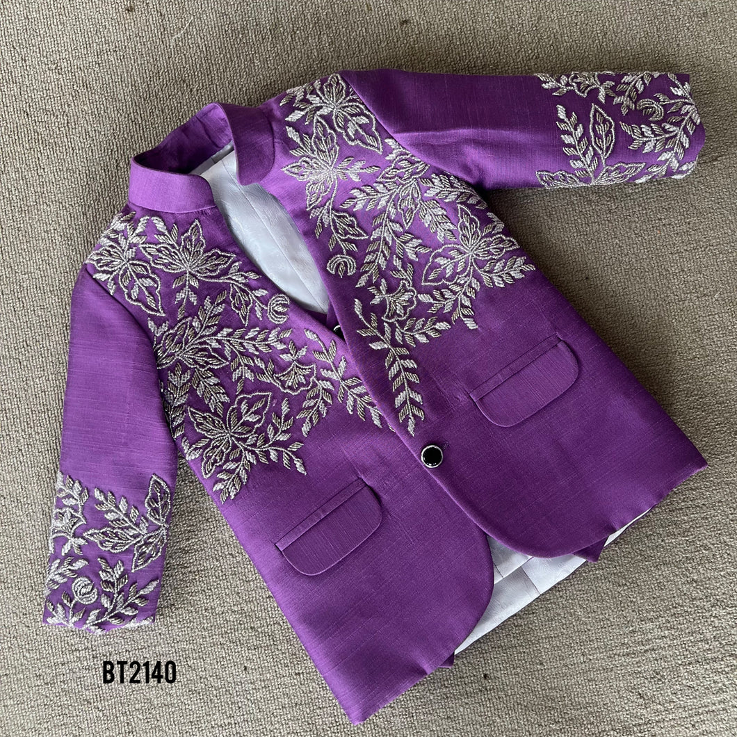 BT2140 Royal Purple Embroidered Party Wear Suit For Boys  ✨👦