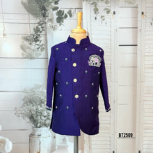 Load image into Gallery viewer, BT2509 Royal Blue Elephant Embroidered Baby Boy Indo-Western | Luxury Party &amp; Wedding Outfit
