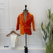 Load image into Gallery viewer, BT2461 Royal Velvet Designer Baby Boy Blazer with Diamond Line Embroidery ✨🧡
