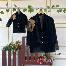 Load image into Gallery viewer, BT2364 Black Velvet Lion Embroidered Dad-Son Combo – Royal Party Wear Outfits
