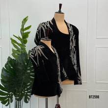 Load image into Gallery viewer, BT2598 Luxury Black Velvet Dad &amp; Son Designer Party Wear Blazer Combo
