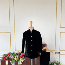 Load image into Gallery viewer, BT2317 ✨ Majestic Black Velvet Royal Outfit for Boys ✨
