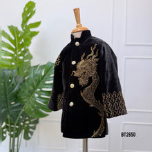 Load image into Gallery viewer, BT2650 Black Velvet Dragon Designer Party Wear Sherwani for Baby Boys
