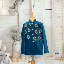 Load image into Gallery viewer, BT2513 Peacock Theme Velvet Party Wear Blazer for Baby Boy
