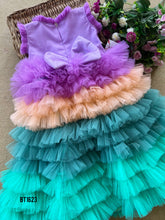 Load image into Gallery viewer, BT1623 Hand Embroidered Flower Theme Birthday Party Frock For Baby Girls
