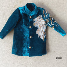 Load image into Gallery viewer, BT2267 The Majestic Teal Velvet Suit – Fierce, Royal &amp; Party-Ready! 👑✨
