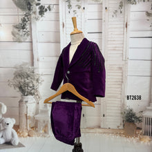 Load image into Gallery viewer, BT2638 Royal Purple Handwork Blazer for Baby Boy | Luxury Birthday &amp; Wedding Party Wear
