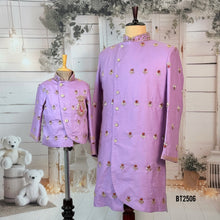 Load image into Gallery viewer, BT2506 Lavender Embroidered Dad Son Indo-Western Kurta | Custom Party Wear for Weddings &amp; Family
