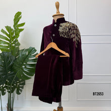 Load image into Gallery viewer, BT2653 Royal Burgundy Velvet Designer Blazer for Boys
