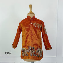 Load image into Gallery viewer, BT2544 Royal Rust Elephant Embroidered Kurta for Kids
