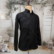 Load image into Gallery viewer, BT2614 Black Designer Shirt for Dad with Hand Embroidery Pattern | Premium Birthday Wedding Party Wear Shirt
