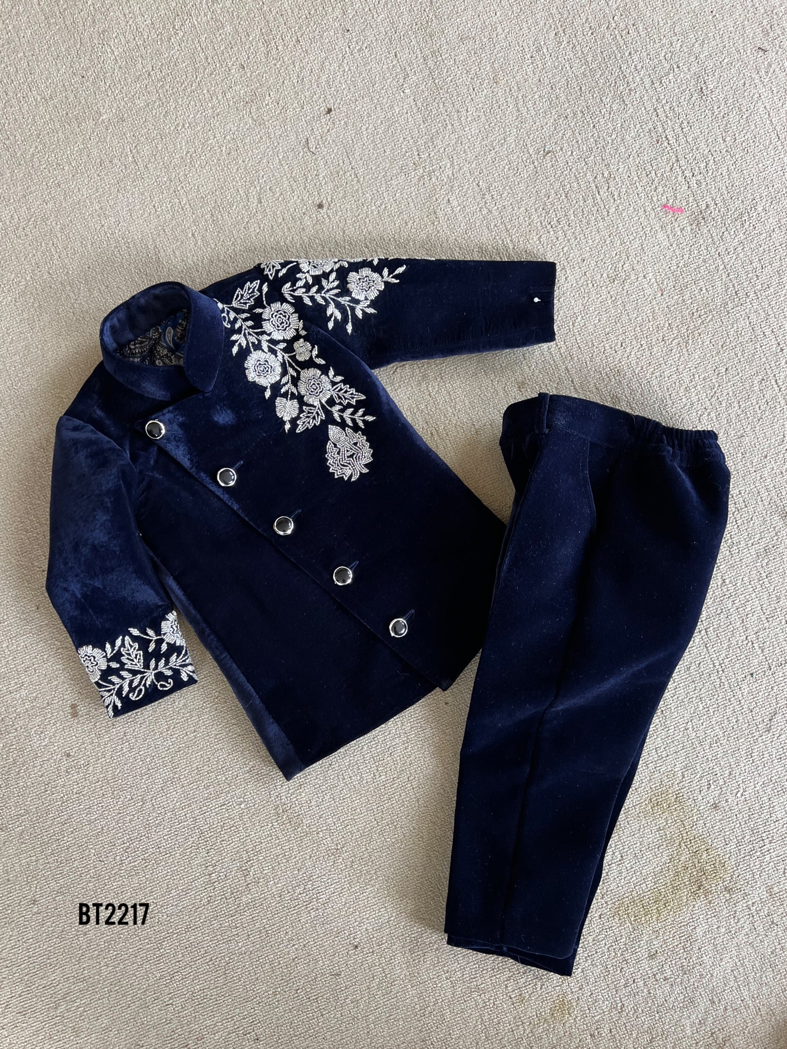 Blue Velvet Royal Blue Baby Boy Clothes BT2217 Navy Velvet Boys