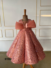 Load image into Gallery viewer, BT1916 Peach Sparkle: Glamorous Baby Party Dress

