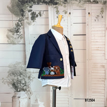 Load image into Gallery viewer, BT2504 Black Embroidered Baby Boy Blazer | Royal Star-Themed Outfit
