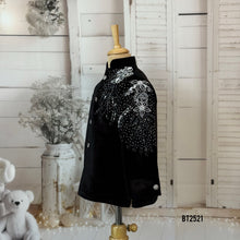 Load image into Gallery viewer, BT2521 Black Velvet Baby Boy Jodhpuri Suit with Silver Sparkle Embroidery | Luxury Party &amp; Wedding Wear
