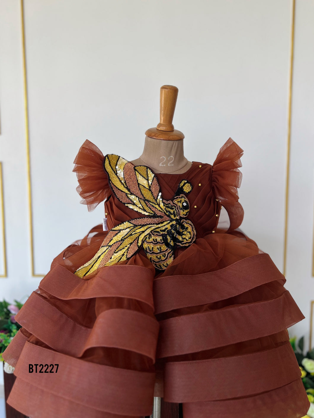 BT2227 Golden Bee Party Dress 🐝✨ For Little Divas