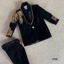 Load image into Gallery viewer, BT2293 🖤 Black Royalty Embroidered Suit – A Regal Look for Your Little King! 👑✨
