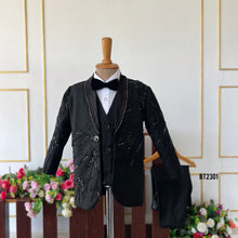 Load image into Gallery viewer, BT2301 🖤 Little Gentleman’s Starry Black Tux – Shine Like a Star! ✨🎩
