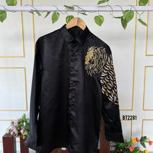 Load image into Gallery viewer, BT2281 Royal Black Lion Shirt – Bold, Fierce &amp; Elegant! For DAD 🦁✨
