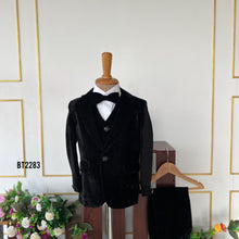 Load image into Gallery viewer, BT2275 Royal Black Velvet Suit – A Classy Statement for Your Little Gentleman! 🍷✨
