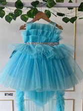 Load image into Gallery viewer, BT1492 Girls Name Embossed Birthday Long Trail Party wear Frock
