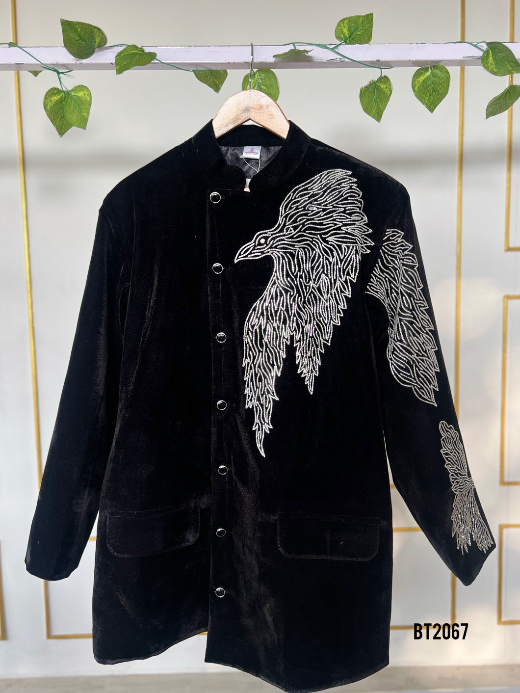 BT2067 Black Velvet Majestic Bird Jacket for Dad – Soar in Style 🦅✨