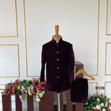 Load image into Gallery viewer, BT2318  Majestic Velvet Sherwani – A Regal Look for Your Prince 🤵✨

